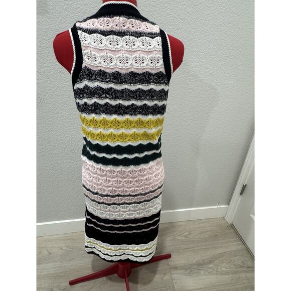 Anthropologie Colorful Crochet Knit Sleeveless Striped Dress - Picture 5 of 8